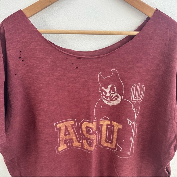 ASU Arizona State University Destroyed off the shoulder Tee - Picture 2 of 7